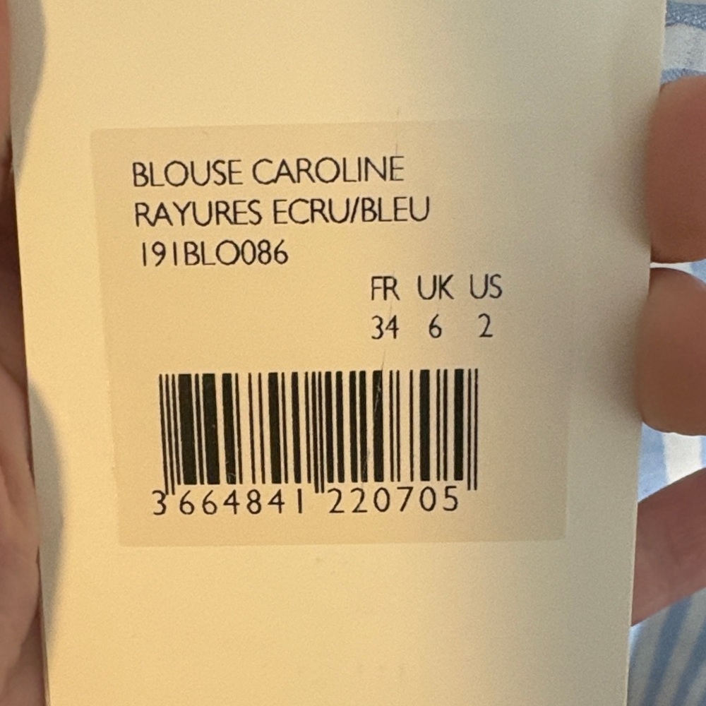 Sezane Blue and White Striped Caroline Rayures blouse NWT XS - Picture 3 of 11